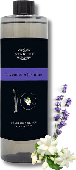 Scentchips® Geurstokjes Navulling - Lavendel & Jasmine - Geurverspreider - Luchtverfrisser - Huisparfum - 400ml