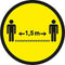 OPUS 2 vloersticker 1,5 m afstand Corona - COVID geel zwart rond dia. 30 cm - Verpakt per 10 stuks