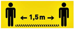 OPUS 2 vloersticker houd 1,5 m afstand (10 stuks) - Corona - COVID geel zwart UV bestendig 40 x 15 cm