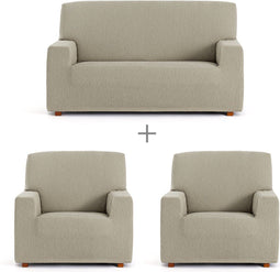 Sofa hoes set Eysa TROYA Lichtbruin 70 x 110 x 210 cm 3 Onderdelen