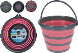 Opvouwbare emmer rood/grijs 10 liter - Camping emmer rood/grijs