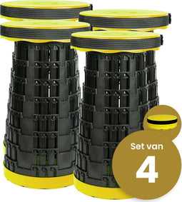 Opvouwbare kruk extra strong geel per 4 - telescopische kruk - 250 kg - inklapbare kruk - draagbaar - kampeerstoel - opstapkrukje