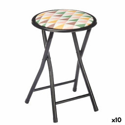 Opvouwbare stoel Geometric Zwart PVC Metaal 30 x 30 x 45 cm (10 Stuks)