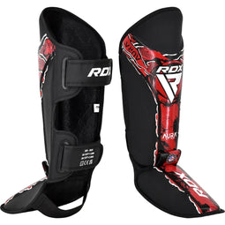 RDX Aura F17 - Scheen- en wreefbeschermer - CE UKCA gecertificeerd - Zwart met Rood - L