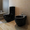 vidaXL Staand toilet en bidet set (zwart)