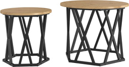 vidaXL - Nesting - Bijzettafels - 2 - stuks - Artisan - Eiken - Geengineerd - Hout