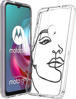 iMoshion Hoesje Geschikt voor Motorola Moto G10 / Moto G10 Power / Moto G20 / Moto G30 Hoesje Siliconen - iMoshion Design hoesje - Transparant / Zwart / Line Art Woman Black