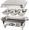 Alora Chafing Dish chrome 3 bakken - voedsel verwamer - voedsel warmhouden - met deksel - buffetwarmer - roestvrij staal - chrome - warmhoudplaat - bain maria - warmhoudbakken - Warmhoudschalen