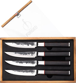 Forged Sebra Steakmessen 4-delig - Sebrahout - In Houten Giftbox
