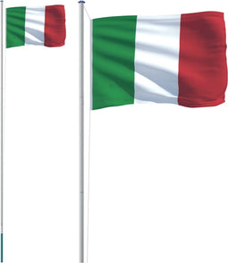 vidaXL - Vlag - met - vlaggenmast - Italië - 6,23 - m - aluminium