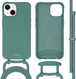 iMoshion Hoesje Geschikt voor iPhone 14 Hoesje Met Koord - iMoshion Color Backcover met afneembaar koord - Donkergroen