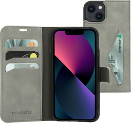 Mobiparts iPhone 13 - Classic Wallet Case - Ruimte voor bankpas - Granite Grey