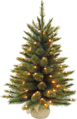 Triumph Tree Forest Frosted Kunstkerstboom in Jute met LED Verlichting - H60 x Ø46 cm - Groen