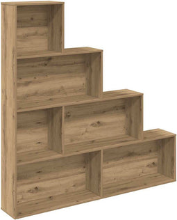 vidaXL - Boekenkast - 157x24x160 - cm - bewerkt - hout - artisanaal - eikenkleur