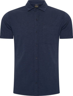 Mario Russo Korte Mouwen Overhemd - Overhemd heren - Polo Shirt Heren - t shirt heren - XXL - Navy