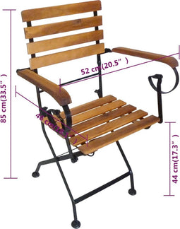 vidaXL - Tuinstoelen - inklapbaar - 4 - st - staal - en - massief - acaciahout