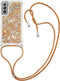 Lunso - Backcover hoes met koord - Geschikt voor Samsung Galaxy S21 FE - Glitter Goud