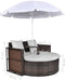 vidaXL - Tuinbed - met - parasol - poly - rattan - bruin