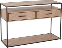 J-Line console Zigzag 2 Lades - hout/metaal - naturel/zwart