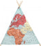 Wereldkaart Tipi Tent Multikleur Wigwam Speeltent / 100% katoen / 120 x 120 x 160 / 2 jaar garantie