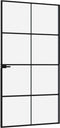 vidaXL - Binnendeur - 102x201,5 - cm - gehard - glas - en - aluminium - smal - zwart