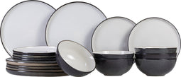 Cosy & Trendy Serviesset Ciel - Wit - 18-delig / 6 personen - 6 dinerborden, 6 ontbijtborden en 6 kommen
