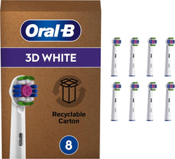 Oral-B 3D White - Met CleanMaximiser-technologie - Opzetborstels - 8 Stuks - Brievenbusverpakking