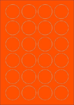 Oranje A4 etiketten 40 mm rond (100 vel)