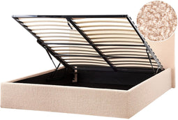 ORBEY - Bed met opbergruimte - Beige - 160 x 200 cm - Bouclé