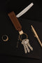 ORBITKEY | Luxe Sleutelhanger | Echt leder | Autosleutelhanger | Ring V2 | Caramel Bruin