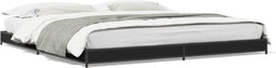 vidaXL - Bedframe - bewerkt - hout - metaal - zwart - 180x200 - cm