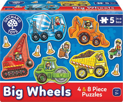 Orchard Toys - Big Wheels - 5 bouwvoertuigen puzzels - vanaf 3 jaar