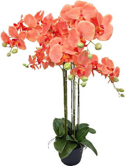 Orchidee kunstplant 6-tak 88 cm, oranje
