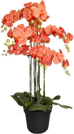 Orchidee kunstplant 9-tak 110 cm, oranje