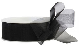Organza lint 25mm x 25 meter zwart