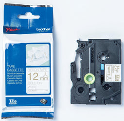 Originele Brother TZe-R234 lintcassette - goud op wit, 12 mm breed