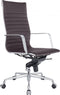 Feel Furniture - Luxe Executive bureaustoel van 100% rundleer - Hoge rugleuning – Donker bruin
