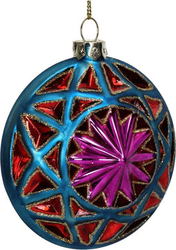 Ornament Carving Schijf Glas Multi 8.9cm