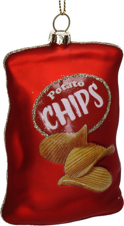 Ornament Chips Tas Glas Rood 10cm