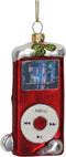 Ornament Draagbare Muziekspeler Glas Rood 12.3cm