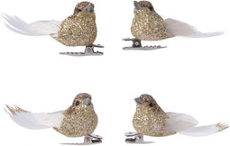 Ornament foam l2b5h3 cm vogelclip goud 4st