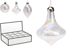 Ornament glas 80mm 3ass shape kerstversiering