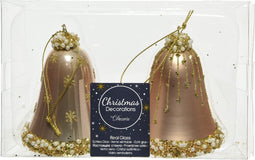 Ornament gls klok d6.5h8cm toffee a2 2st