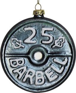 Ornament kerstbal Barbell Glas Grijs 8.9 cm