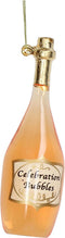 Ornament kerstbal Champagnefles Glas Helder 14 cm