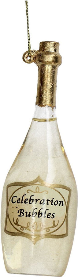 Ornament kerstbal Champagnefles Glas Helder 14 cm