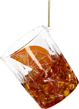 Ornament kerstbal Cocktail Old Fashioned Glas Bruin 7.5 cm