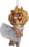 Ornament kerstbal Dame Hond Glas Zilver 12.7 cm