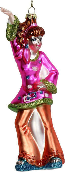 Ornament kerstbal Dancing Lady Glass Multi 16.5 cm