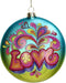 Ornament kerstbal Disc Love Glas Blauw 10.8 cm